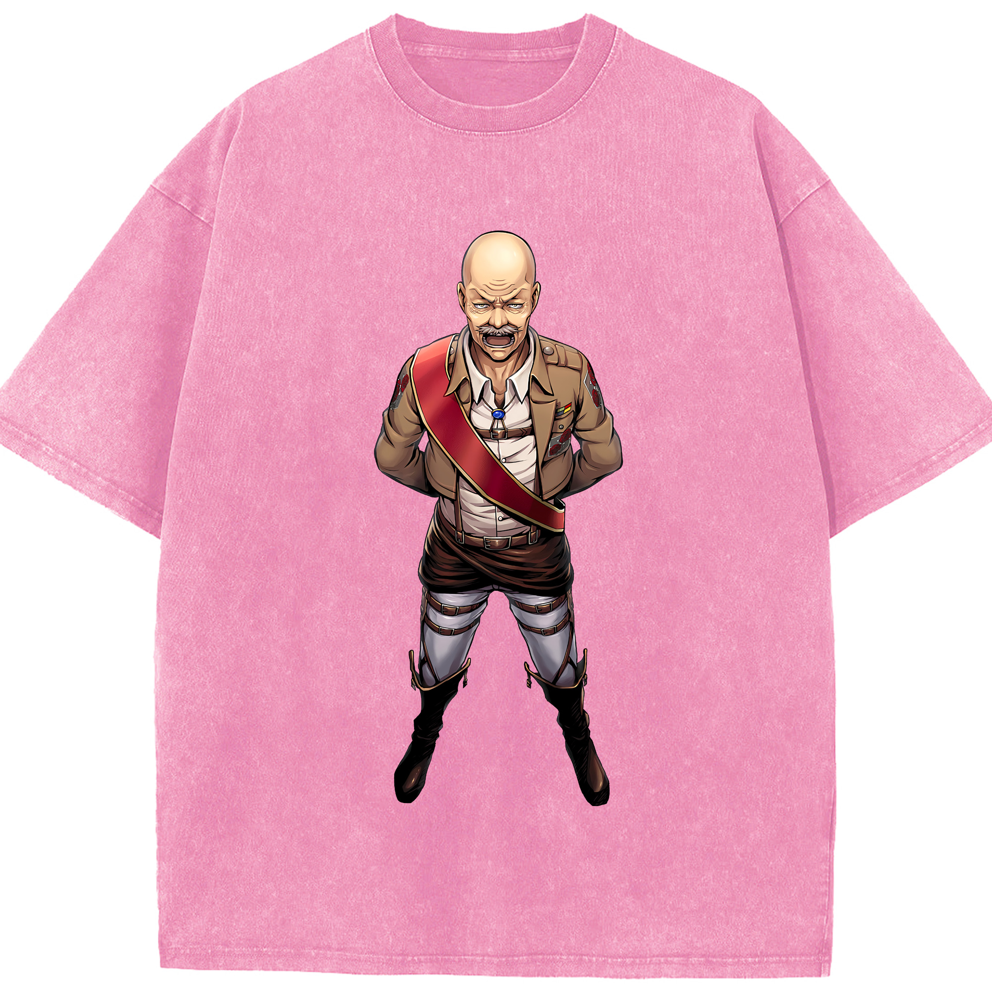 （画像用） 進撃の巨人 ドット·ピクシス Attack on Titan Dot Pixis 綿100% ヴィンテージ風 半袖Tシャツ（フロントプリント）